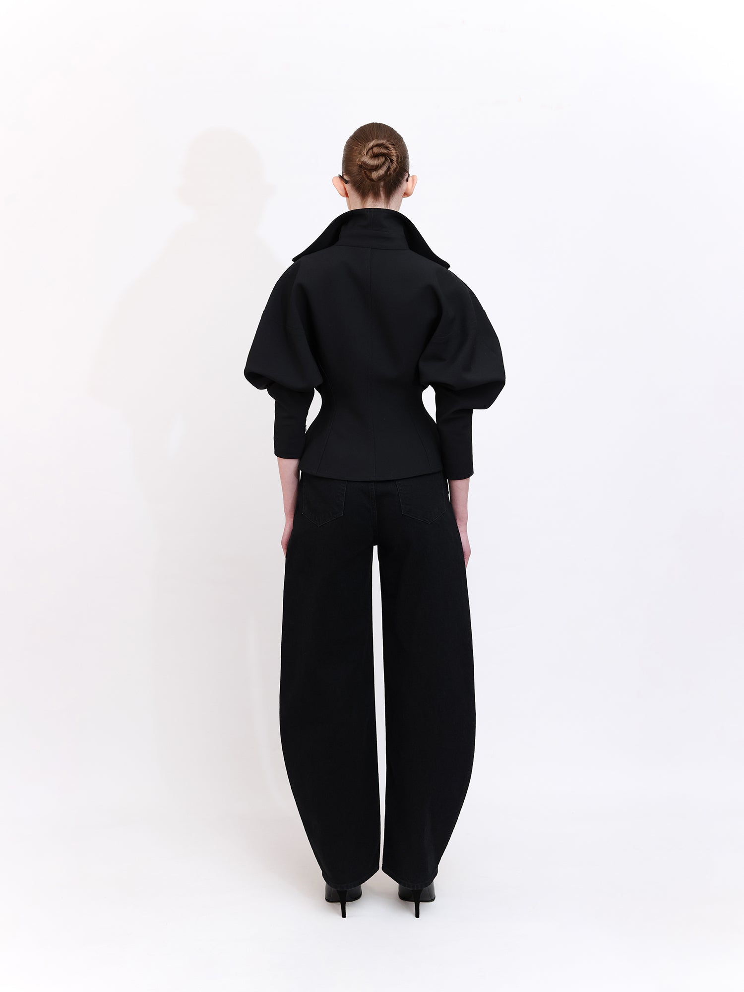 Black Tailored Blazer with Removable Shoulder Pads