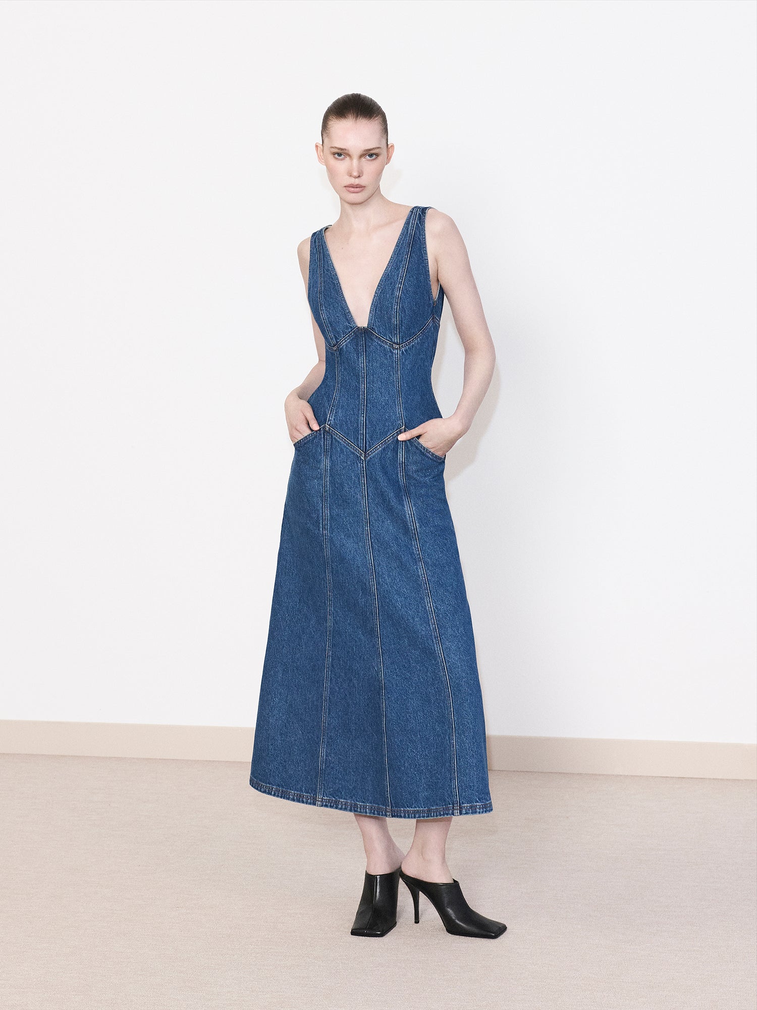 Signature V-Neck Denim Dress