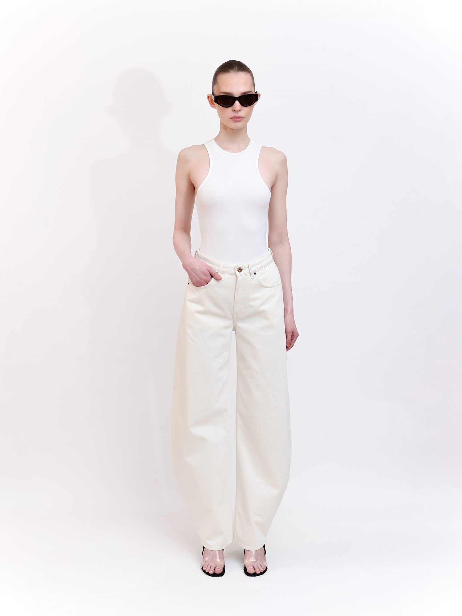 Barrel-Leg Denim Pants