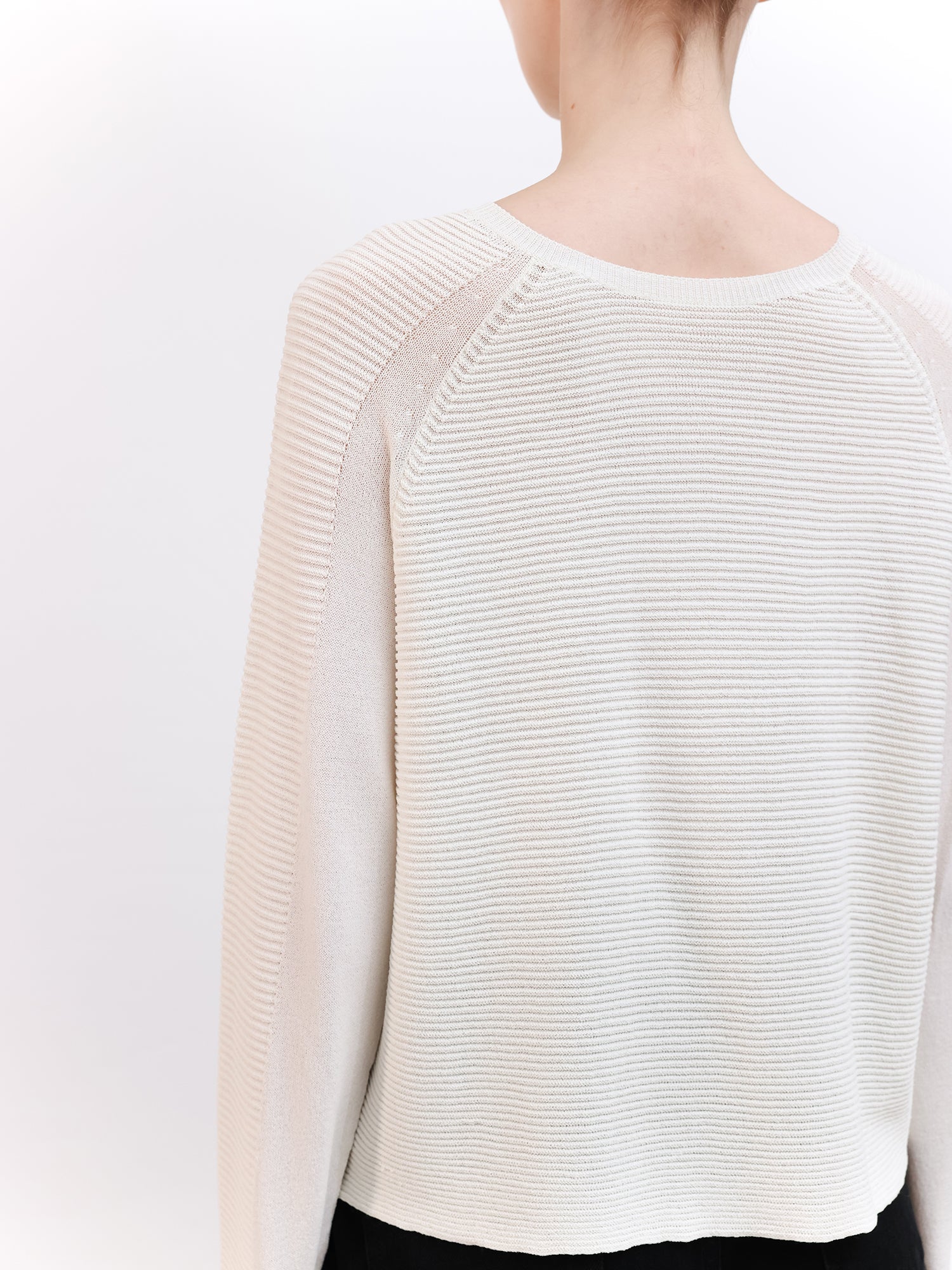Soft Knit Top with Raglan Cut Sleeve in Ecru