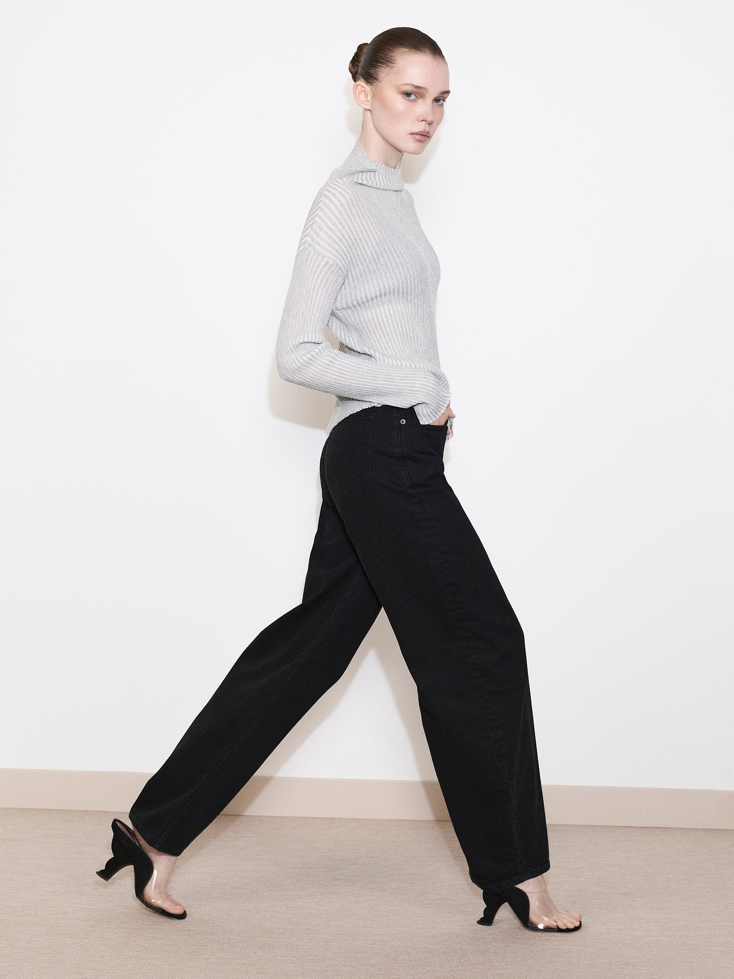 Soft Knit Top with Grey Striped