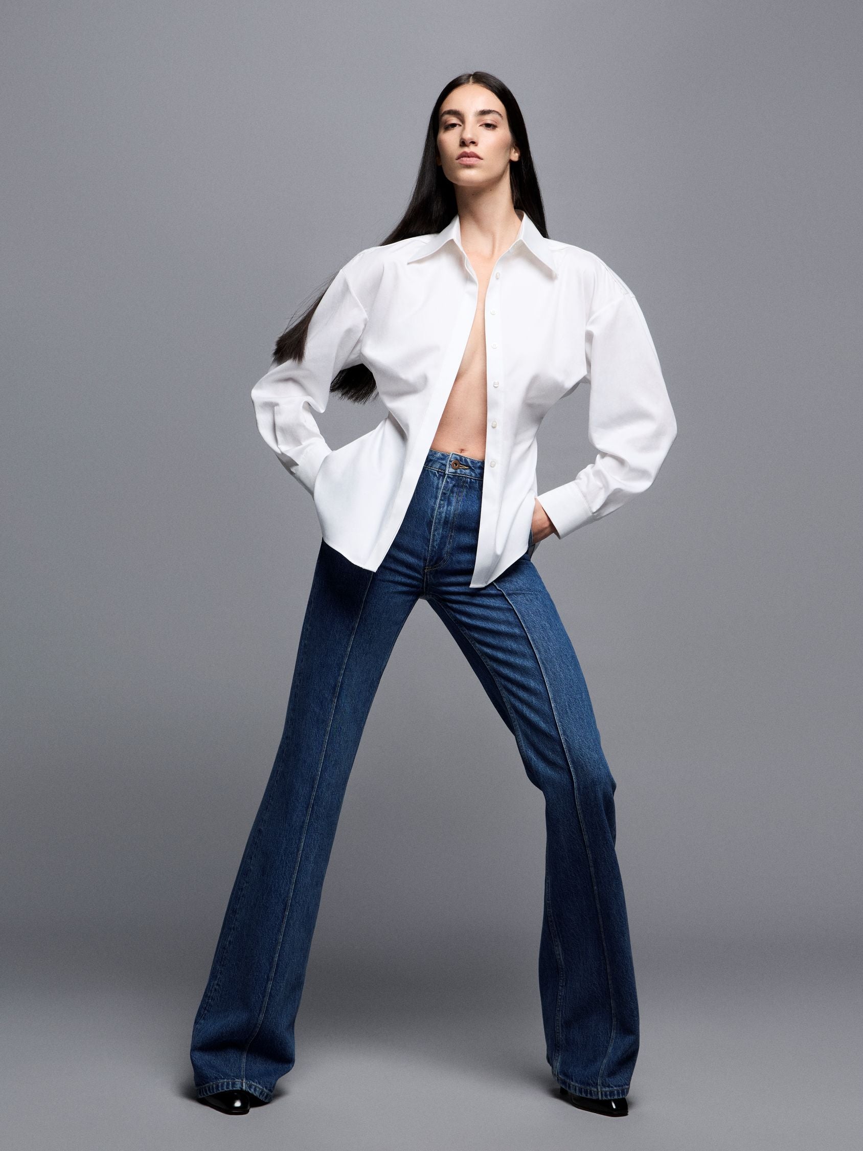 Blue Straight-Cut Blue Denim Jeans