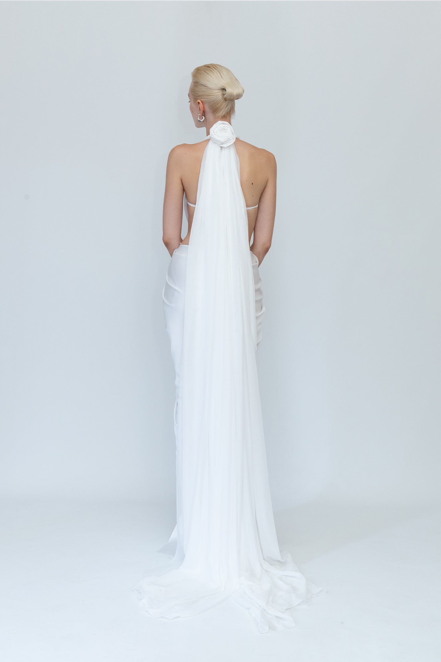 Halter Neck Off-White Gown