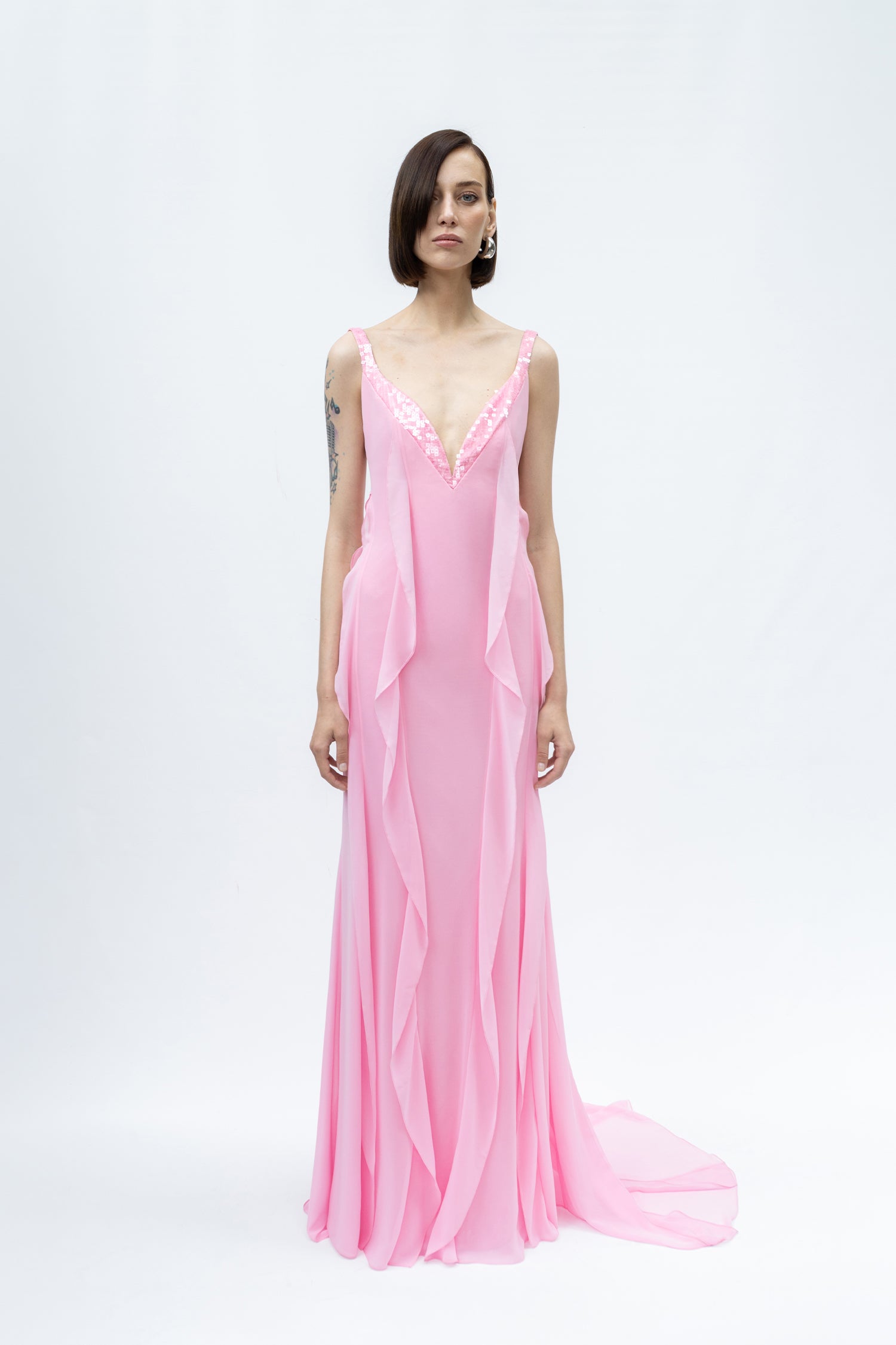 Sequined Chiffon Gown