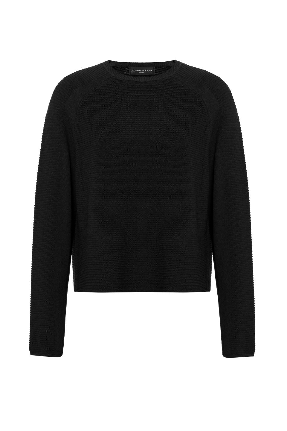 Soft Knit Top with Raglan Cut Sleeve in Black