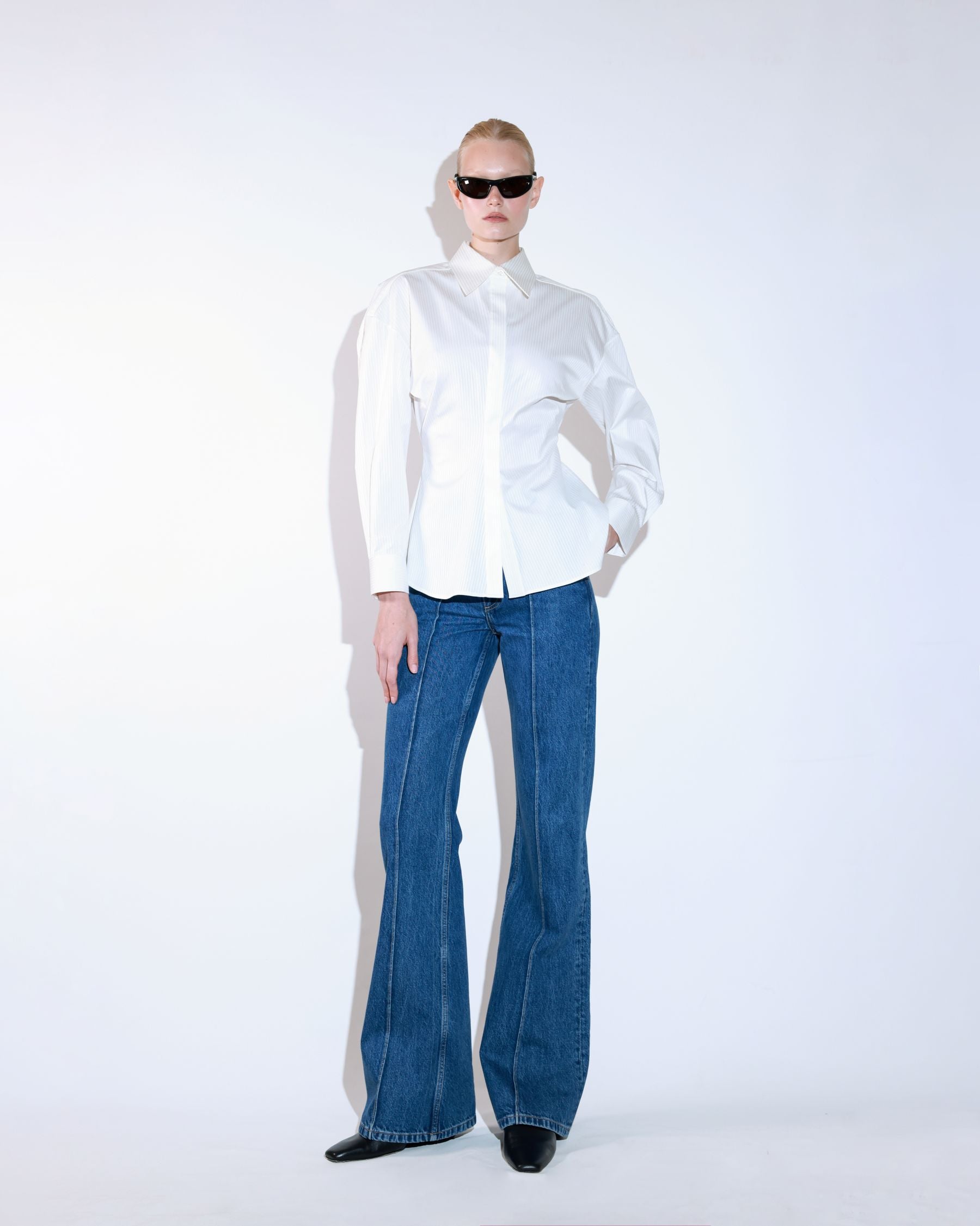 White Striped Button-Up Shirt