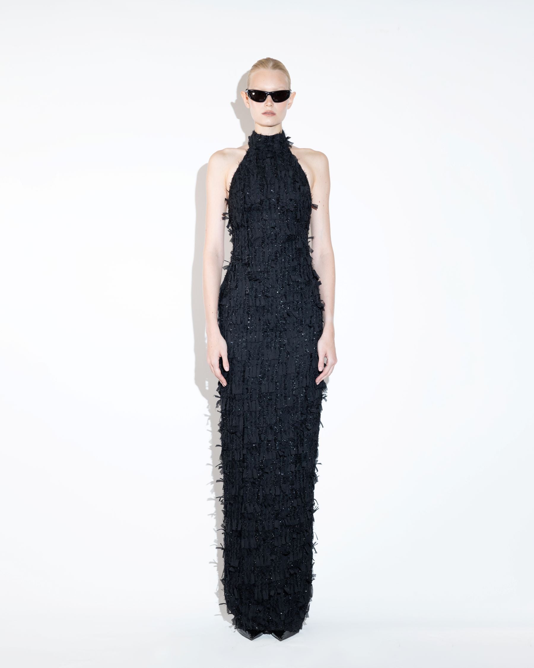 Black Fringe Hem Dress