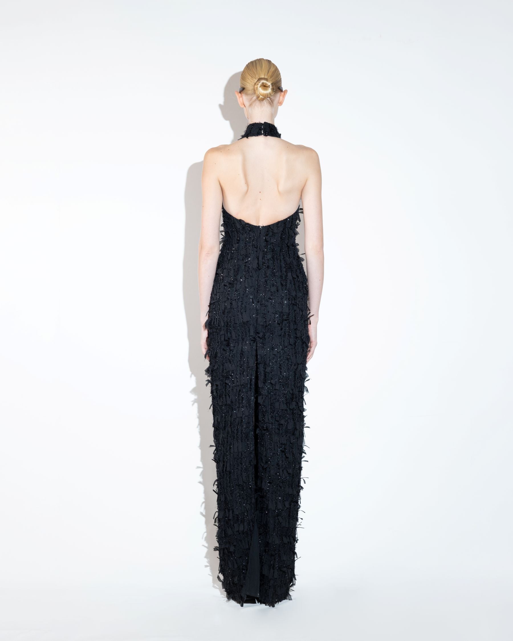 Black Fringe Hem Dress