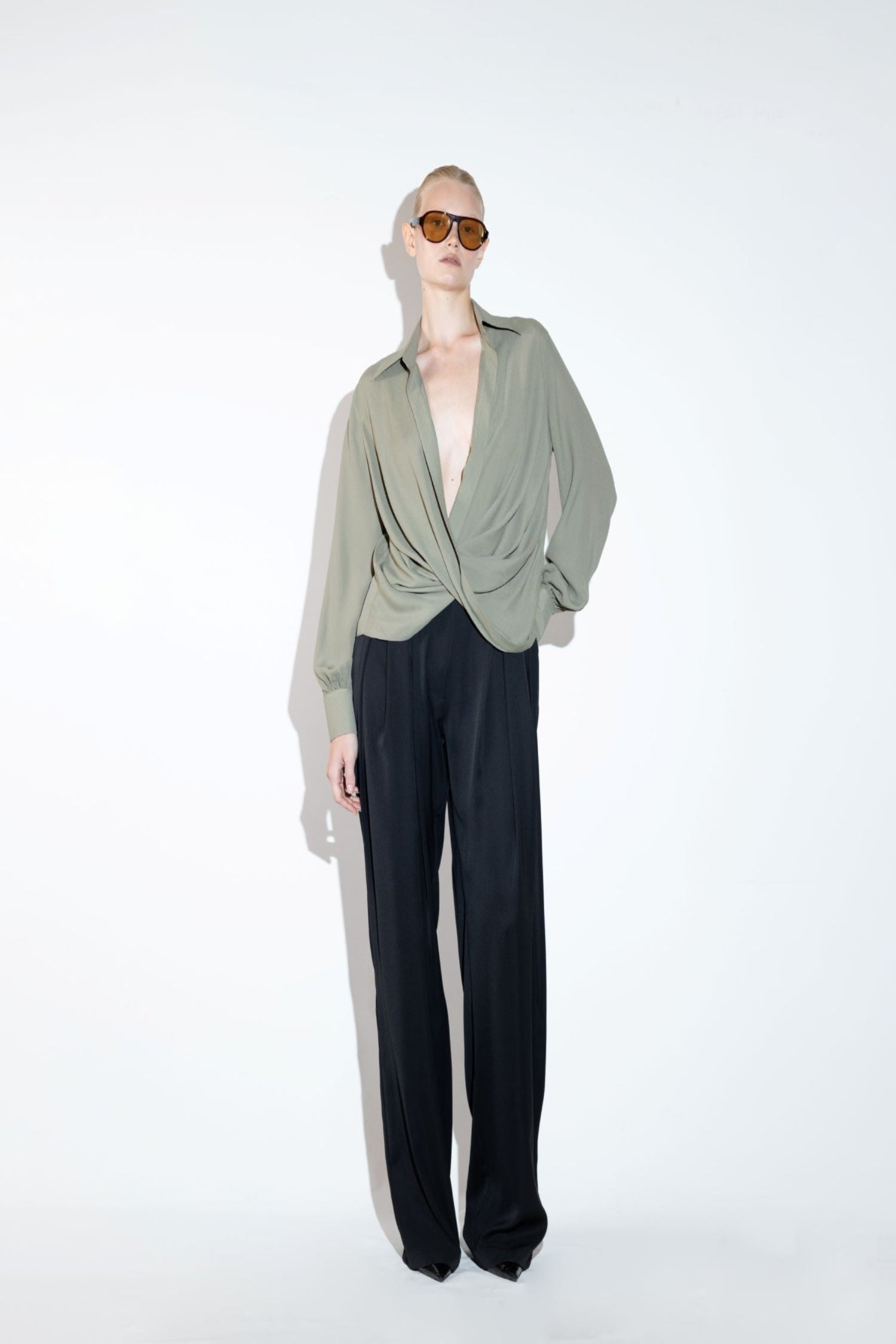 Loose Cut Shirt with a Twist Draped
