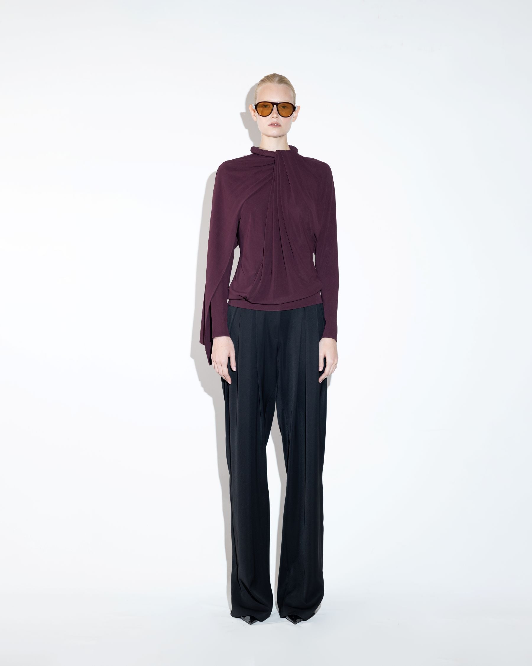 Wine-Colored Jersey Blouse