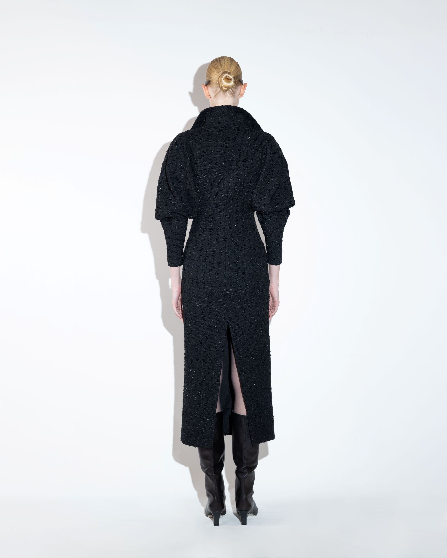 Black Tweed Midi Dress