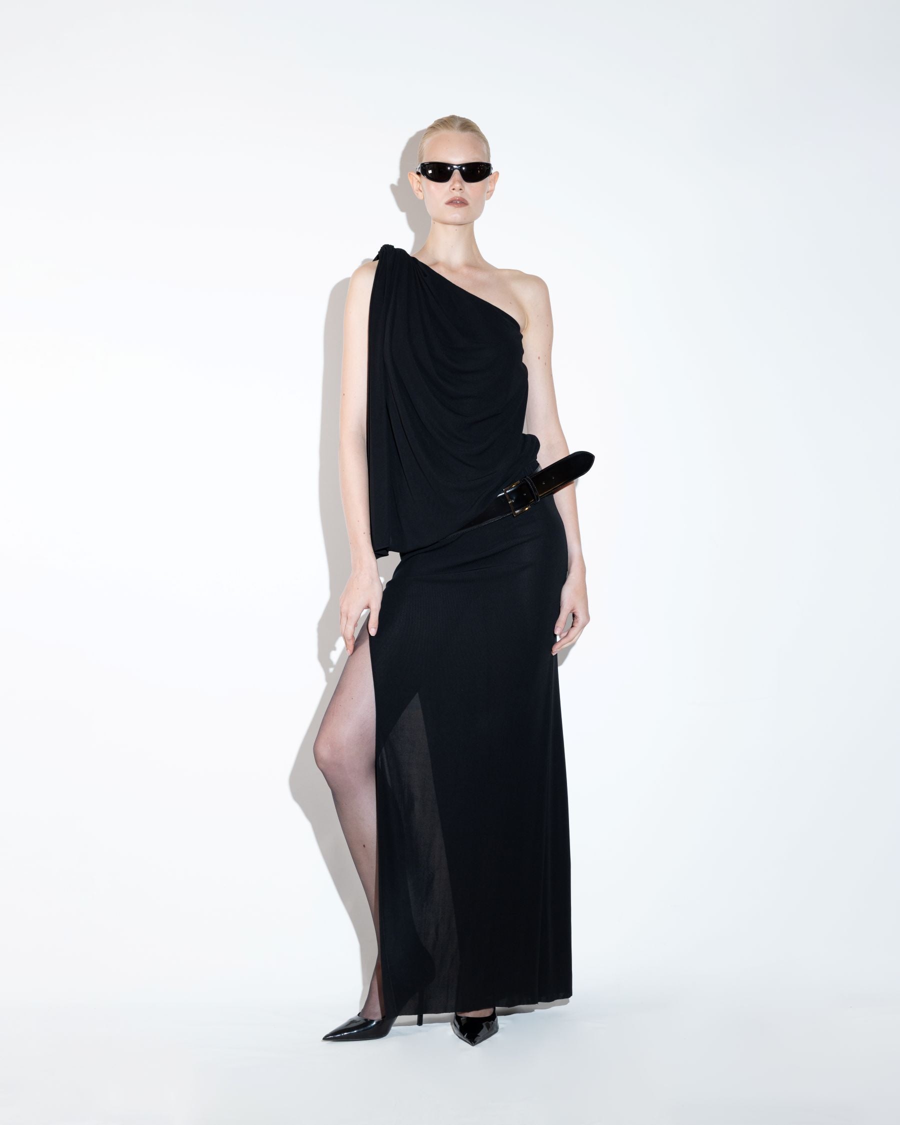One-Shoulder  Asymmetrical Jersey Dress