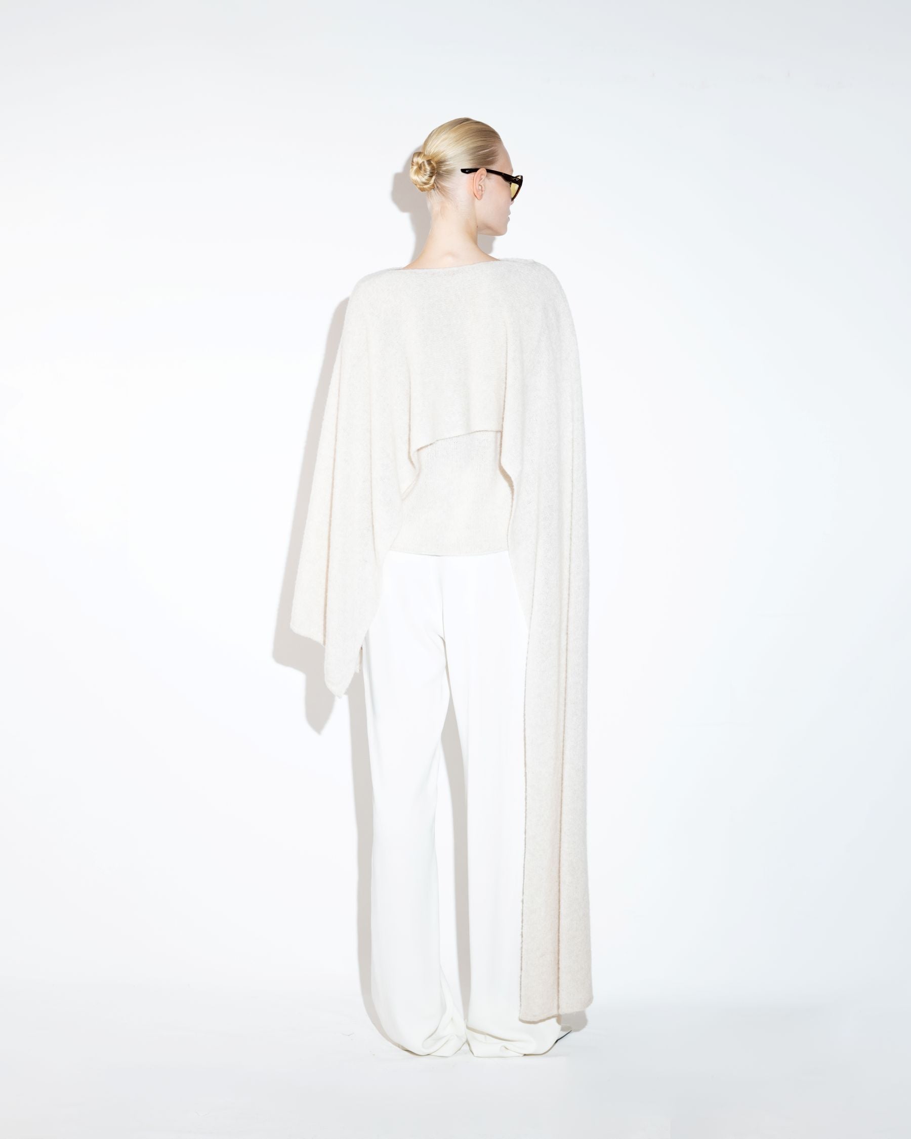 Crew Neck Sweater with Shawl Set