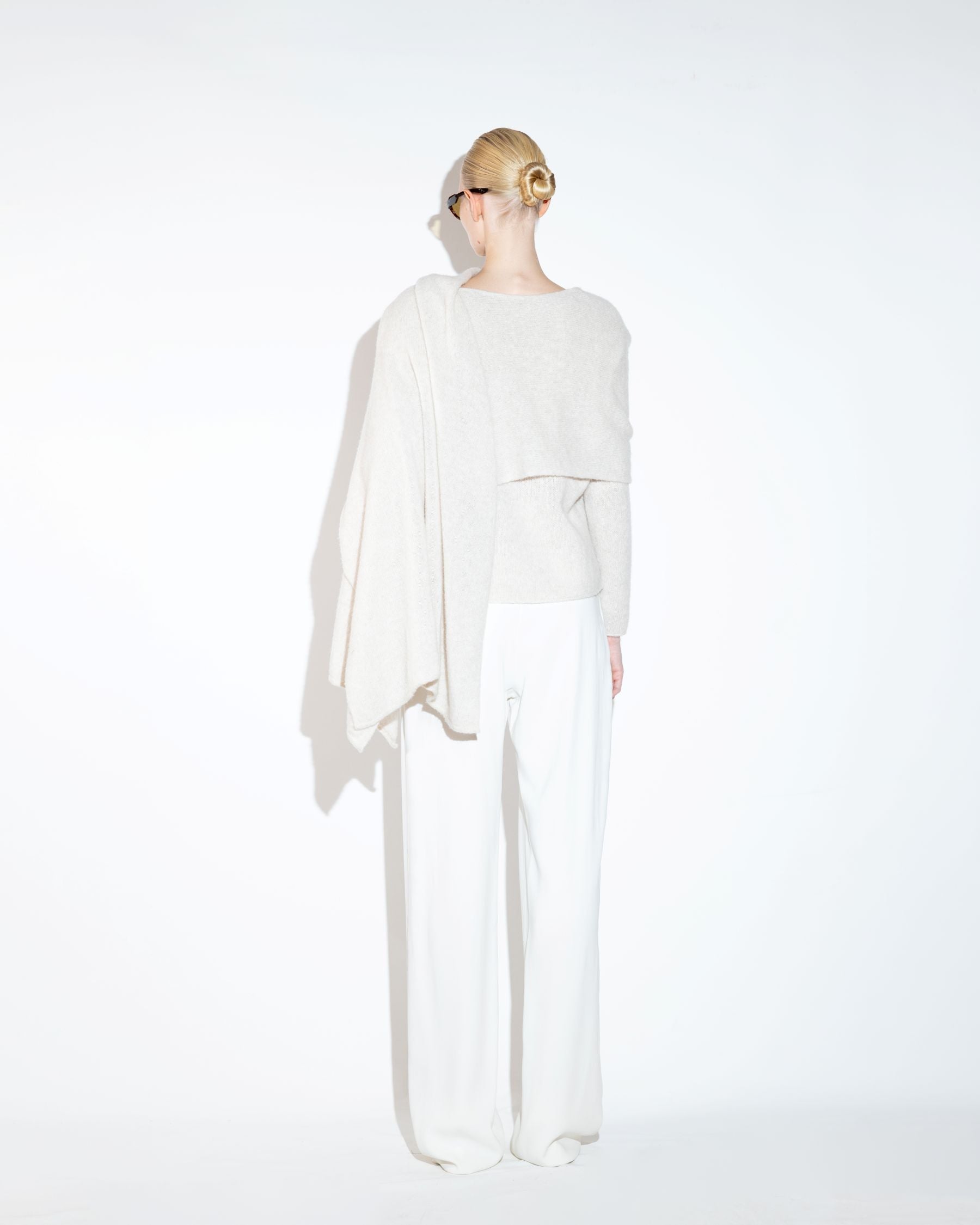 Crew Neck Sweater with Shawl Set