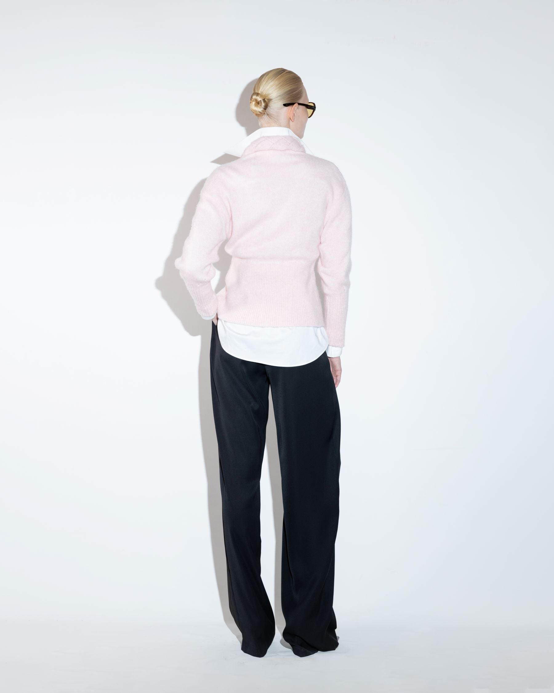 Black Wide-Leg Pleated Front Trousers