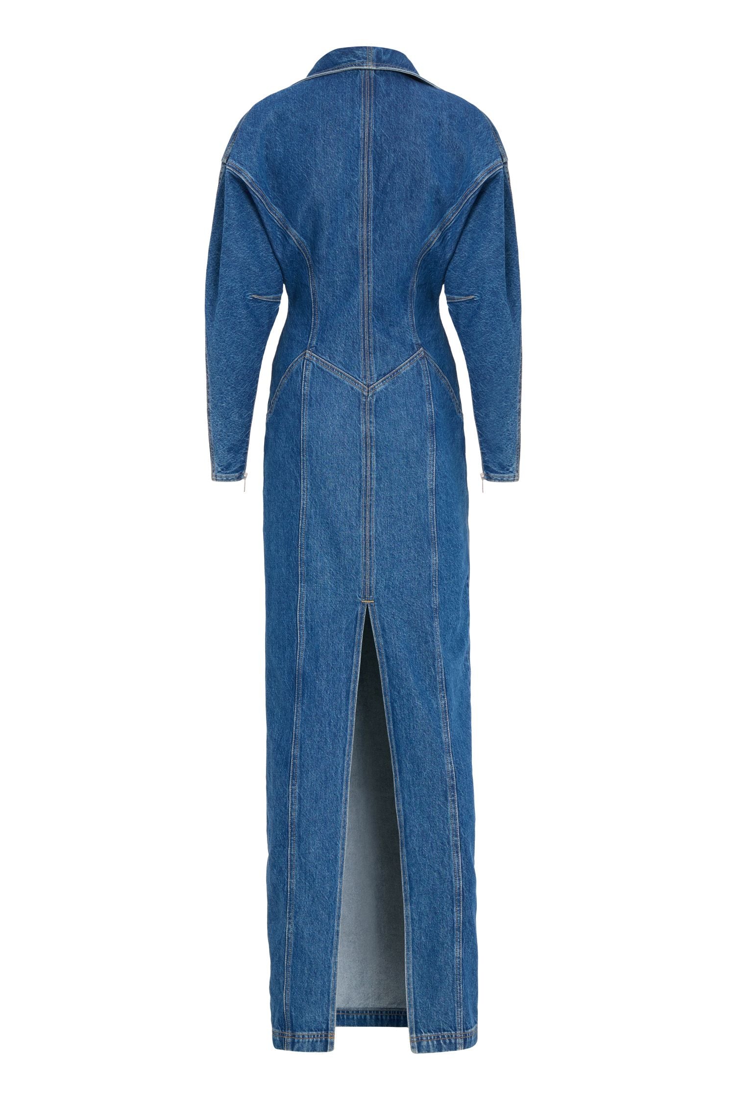Long Zip-up Denim Maxi Dress