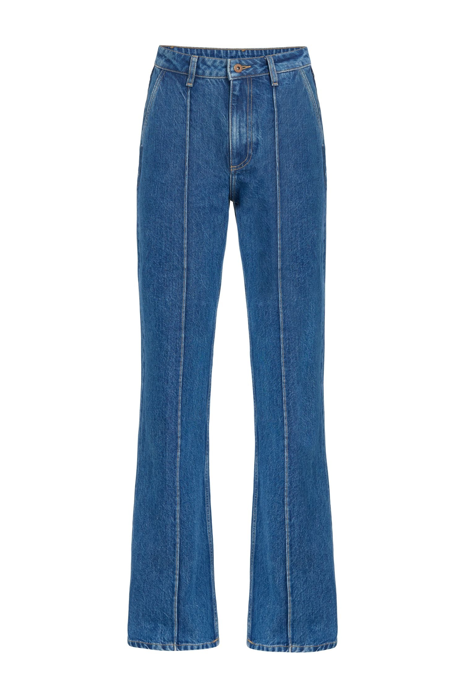 Blue Straight-Cut Blue Denim Jeans