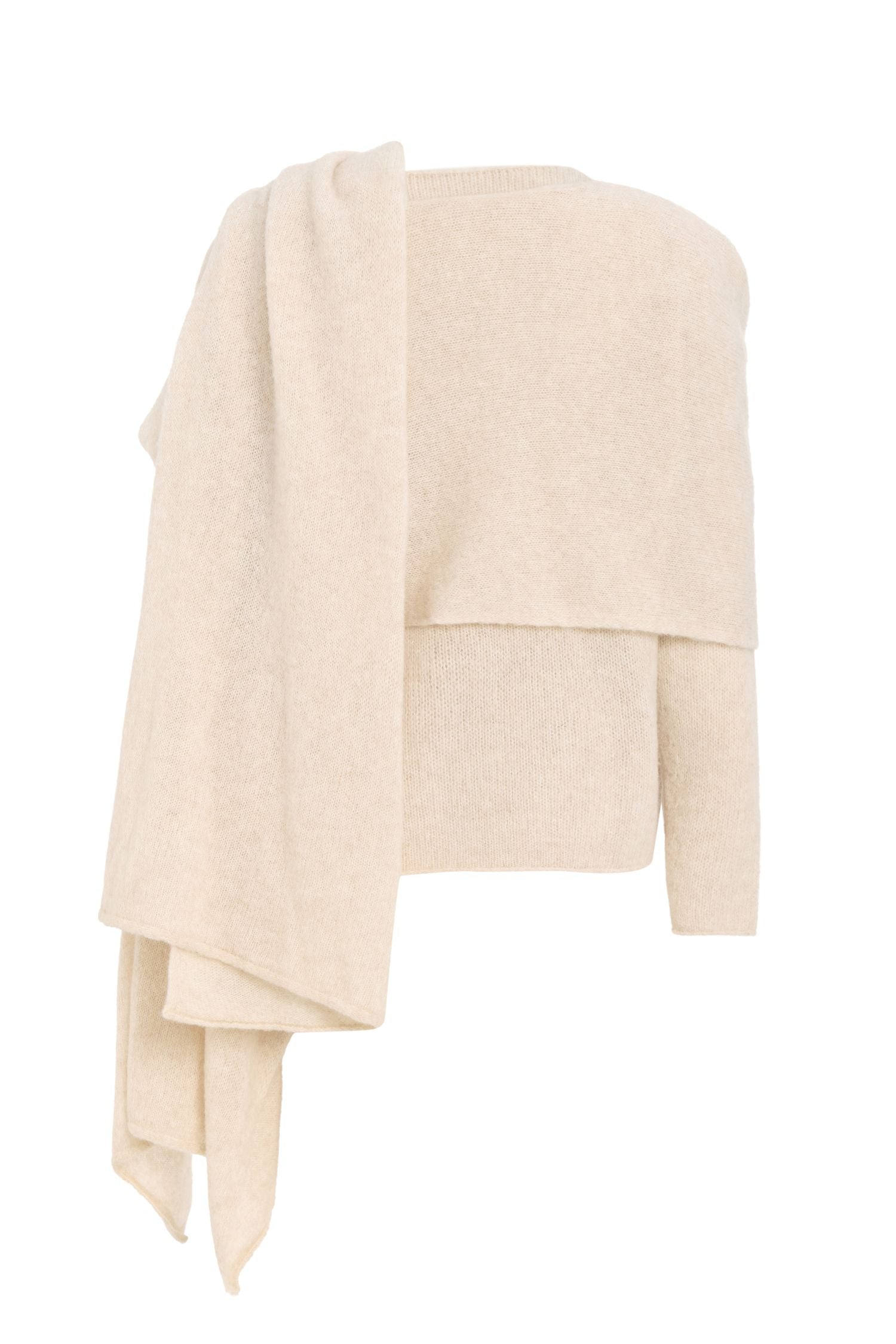 Crew Neck Sweater with Shawl Set