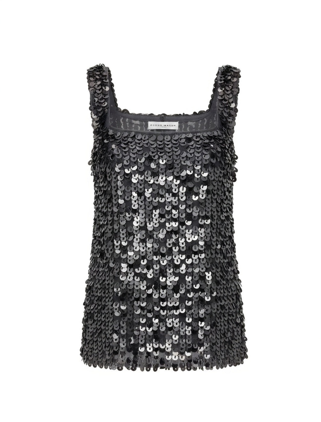 Square Neck Sequin-Detail Top